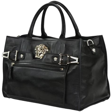 versace collection handbag black|Versace black shoulder bag.